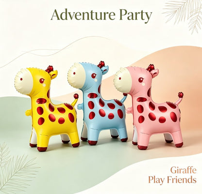 Cute Giraffe Animal Theme Balloons - Colorful Pink, Blue & Yellow Party Decor for Kids Birthdays & Outdoors