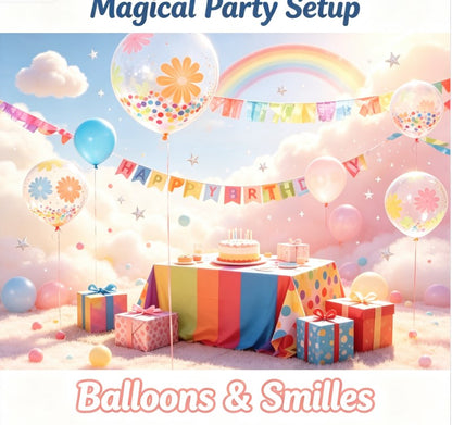 Cute Daisy Floral Print Latex Balloons with Colorful Foam Balls - Fun Party Decoration Balloon Kit