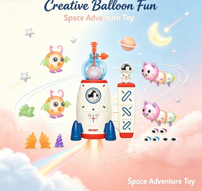 DIY Space Magic Balloon Craft Kit - Sticker Decorated Balloon Toy with Rocket Air Pump & Monster Pals for Kids Ages 3+