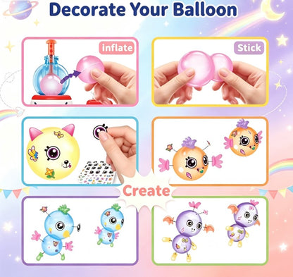DIY Space Magic Balloon Craft Kit - Sticker Decorated Balloon Toy with Rocket Air Pump & Monster Pals for Kids Ages 3+