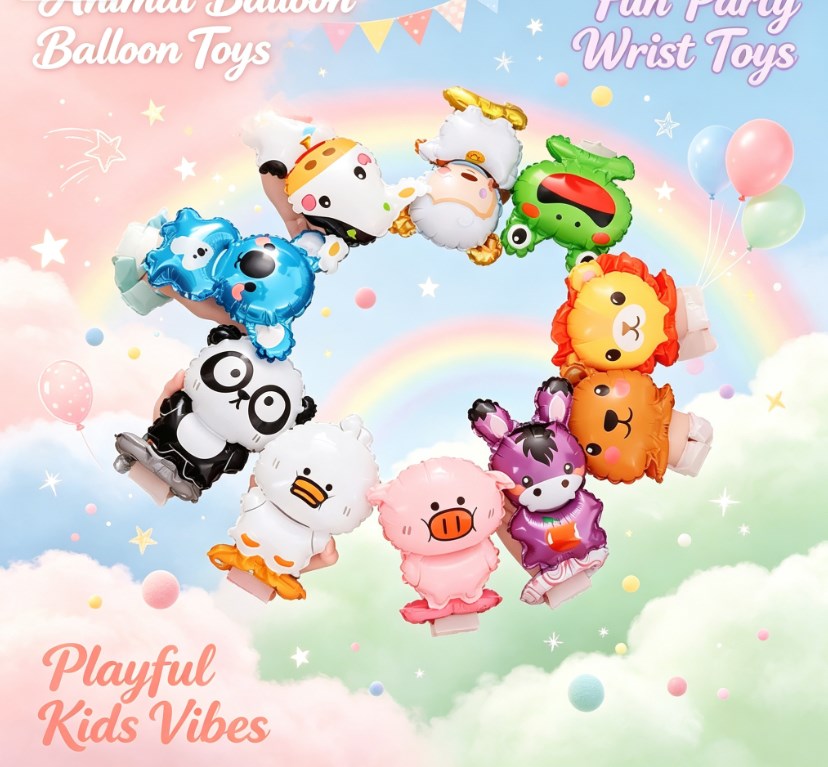 Inflatable Animal Wrist Balloons - Cute Hand Held Toy Balloons for Kids Party Decorations & Holiday Gifts