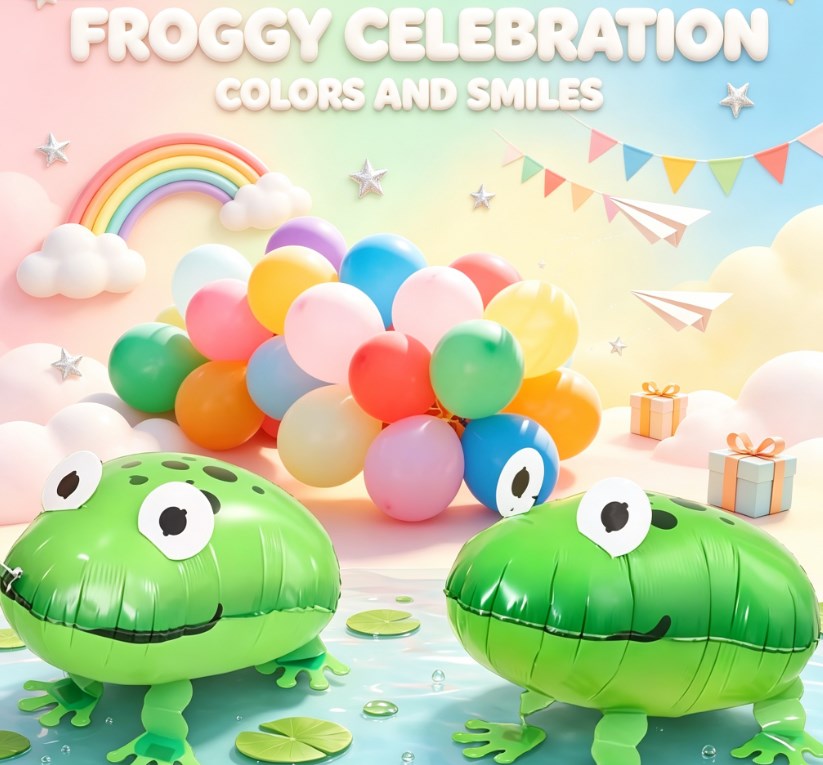 Standing Frog Animal Theme Balloon - Cute Cartoon Foil Balloon for Kids Birthdays & Holiday Celebrations